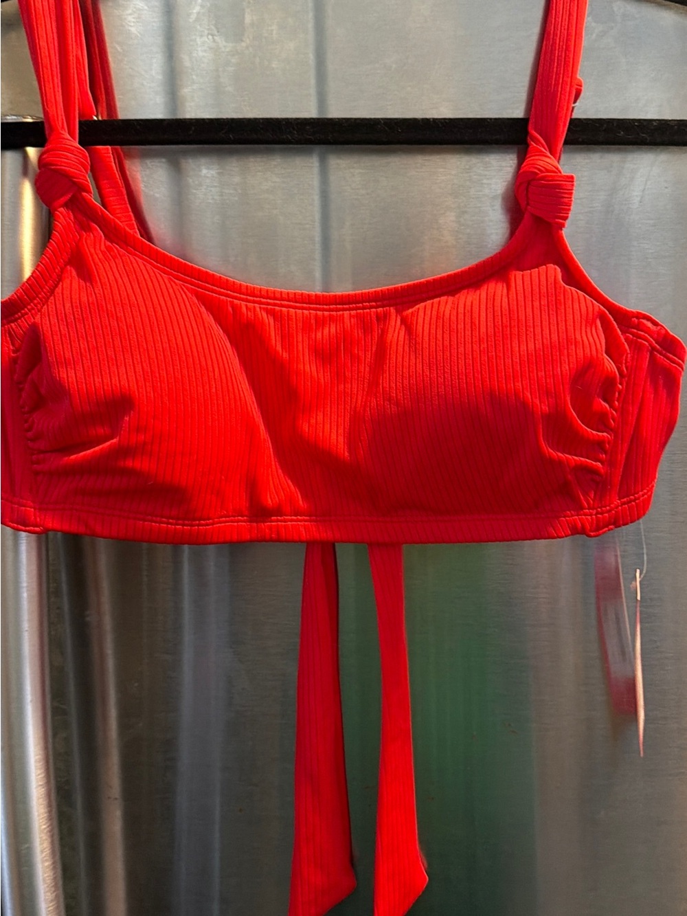 Target Red Ribbed Tie-Back Crop Top